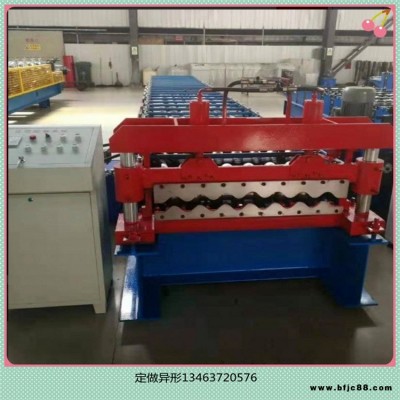 廠家定做 750型 彩鋼全自動(dòng)單層壓瓦機(jī) 彩板成型設(shè)備 建筑車間橫掛板壓瓦機(jī)