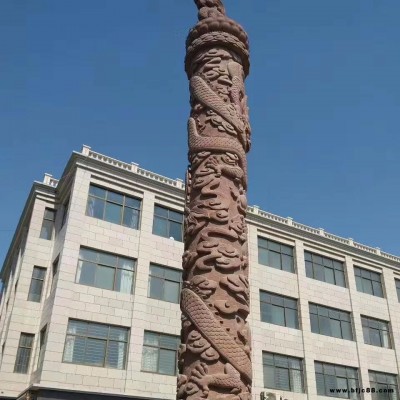 石雕九龍柱 盛合雕塑直銷廣場大型石雕九龍柱生產廠家