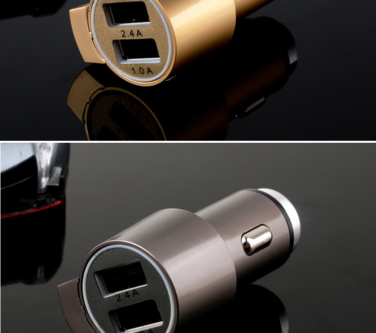 新款安全錘車載手機(jī)充電器 雙USB現(xiàn)貨鋅合金屬亮鏡面割刀智能車充示例圖26