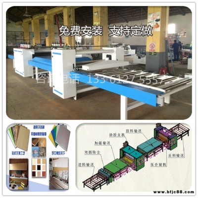 全自動貼紙機 膠合板密度板貼紙設備 免漆大板、木工貼紙生產線 刨花板貼面機 密度板貼面機