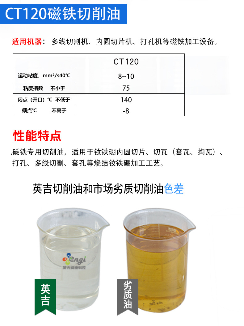 磁鐵切削油CT120英吉釹鐵硼內(nèi)圓切片潤滑油廠家多線切割機切削油示例圖2