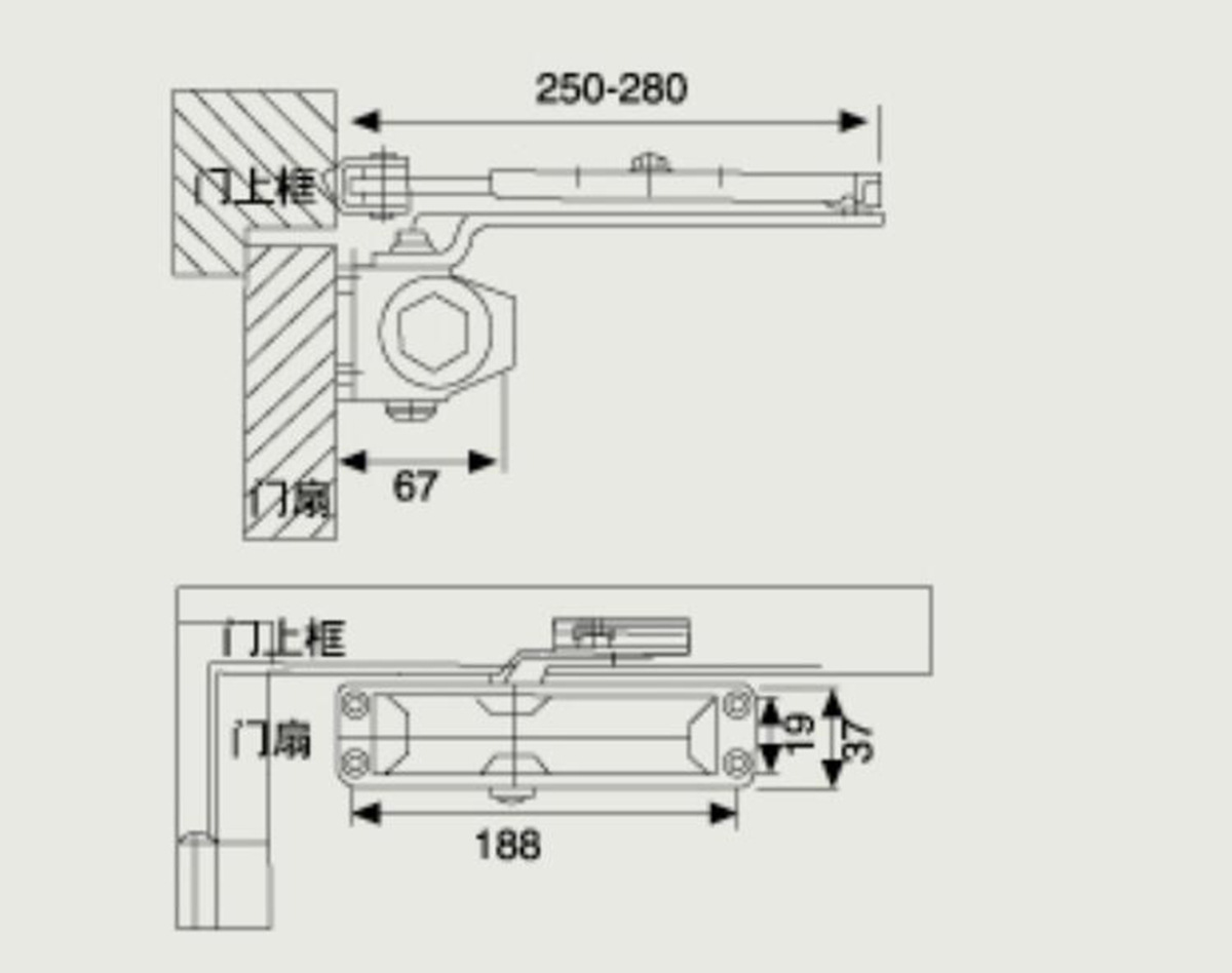 062液壓閉門器 大號防火門60 80KG 鋁合金可調自動緩沖皇冠特價示例圖4