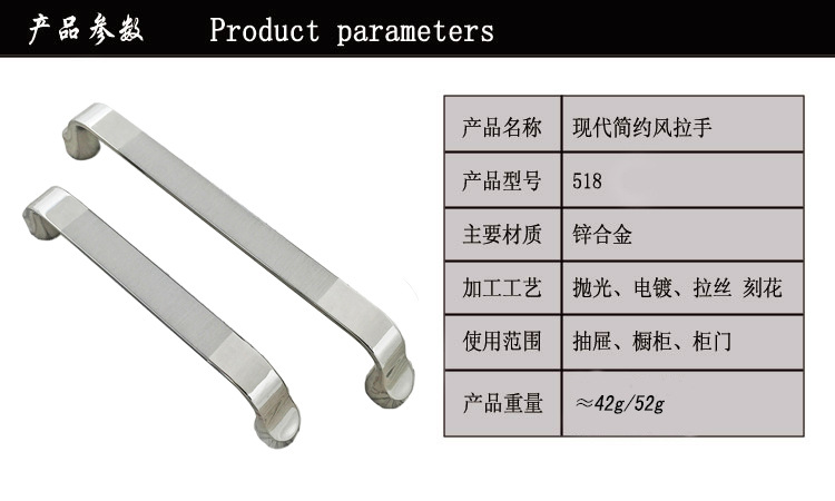 溫州廠家直銷現代簡約拉絲鋅合金拉手五金家具抽屜櫥柜門把手雙白示例圖5