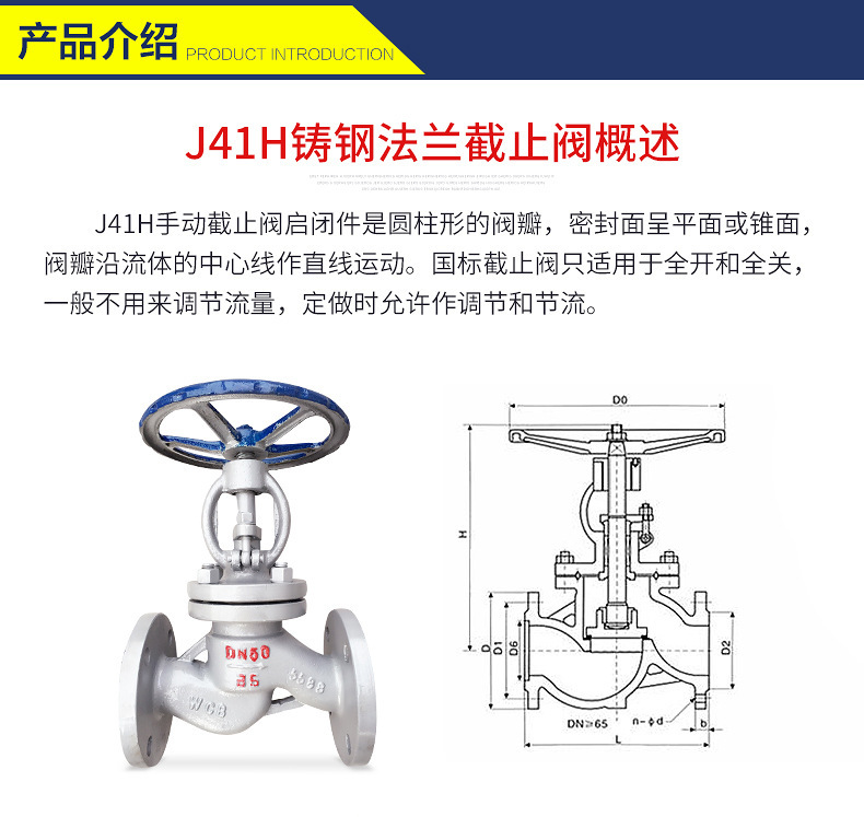 J41H-25C鑄鋼法蘭截止閥 蒸汽截止閥 高溫截止閥25公斤鑄鋼截止閥示例圖1