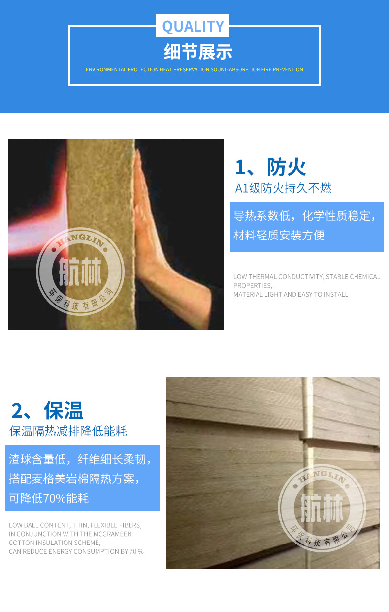 廠家直銷巖棉復(fù)合板 隔熱材料防火巖棉板 A級(jí)玄武外墻巖棉復(fù)合板示例圖7
