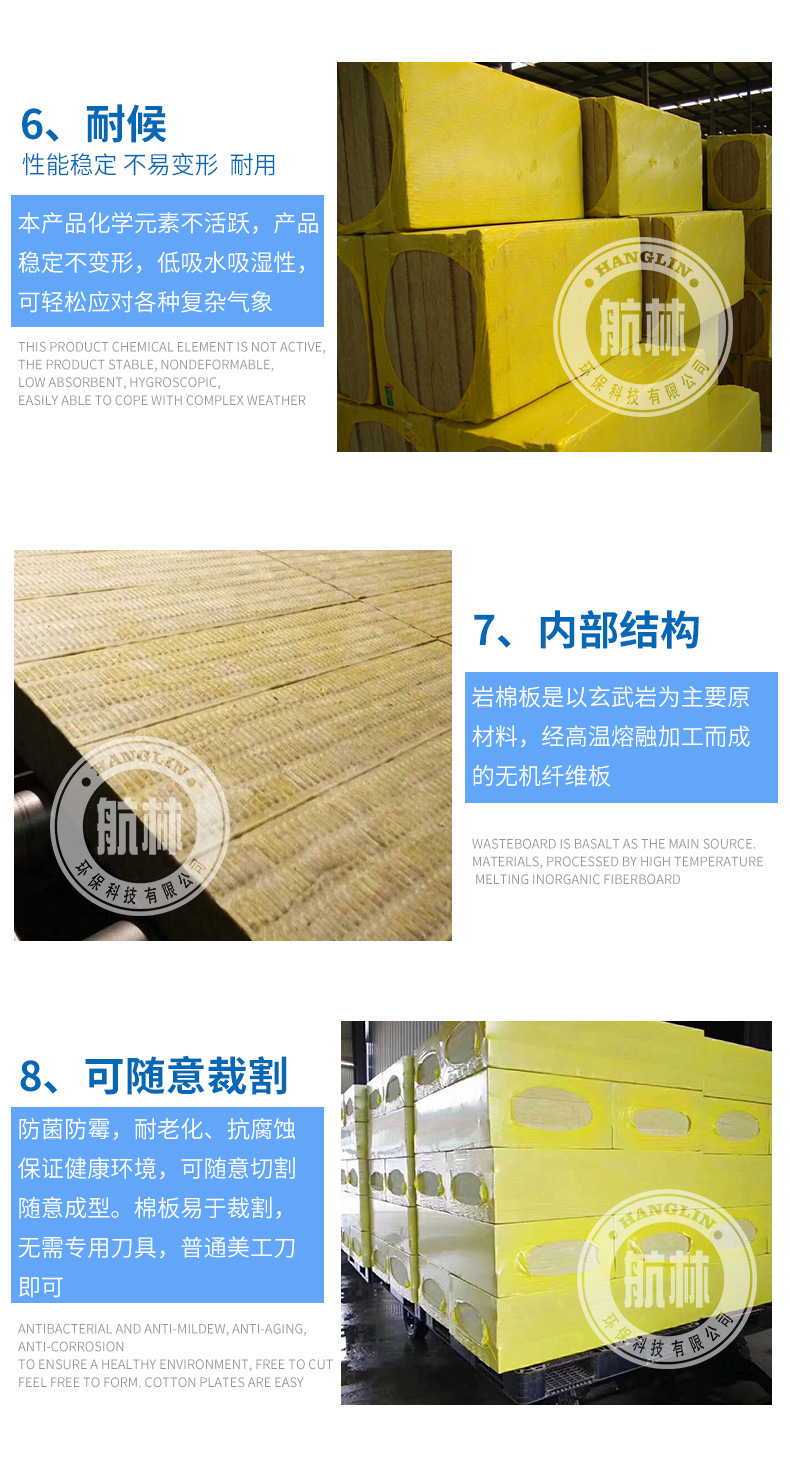 廠家直銷巖棉復(fù)合板 隔熱材料防火巖棉板 A級(jí)玄武外墻巖棉復(fù)合板示例圖9