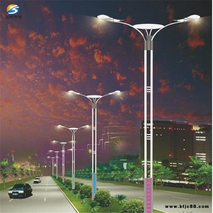 濟(jì)寧led雙臂戶外路燈 12米LED市政工程景觀路燈 品勝?gòu)S家直銷