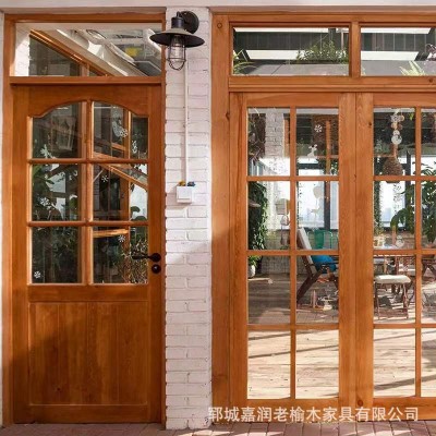 老榆木廚房衛生間玻璃門咖啡奶茶甜品店服裝店玻璃木門臥室單開門